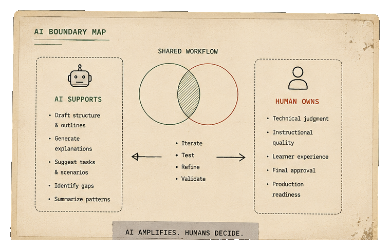 Map showing where AI assists in lab production and where human review is required