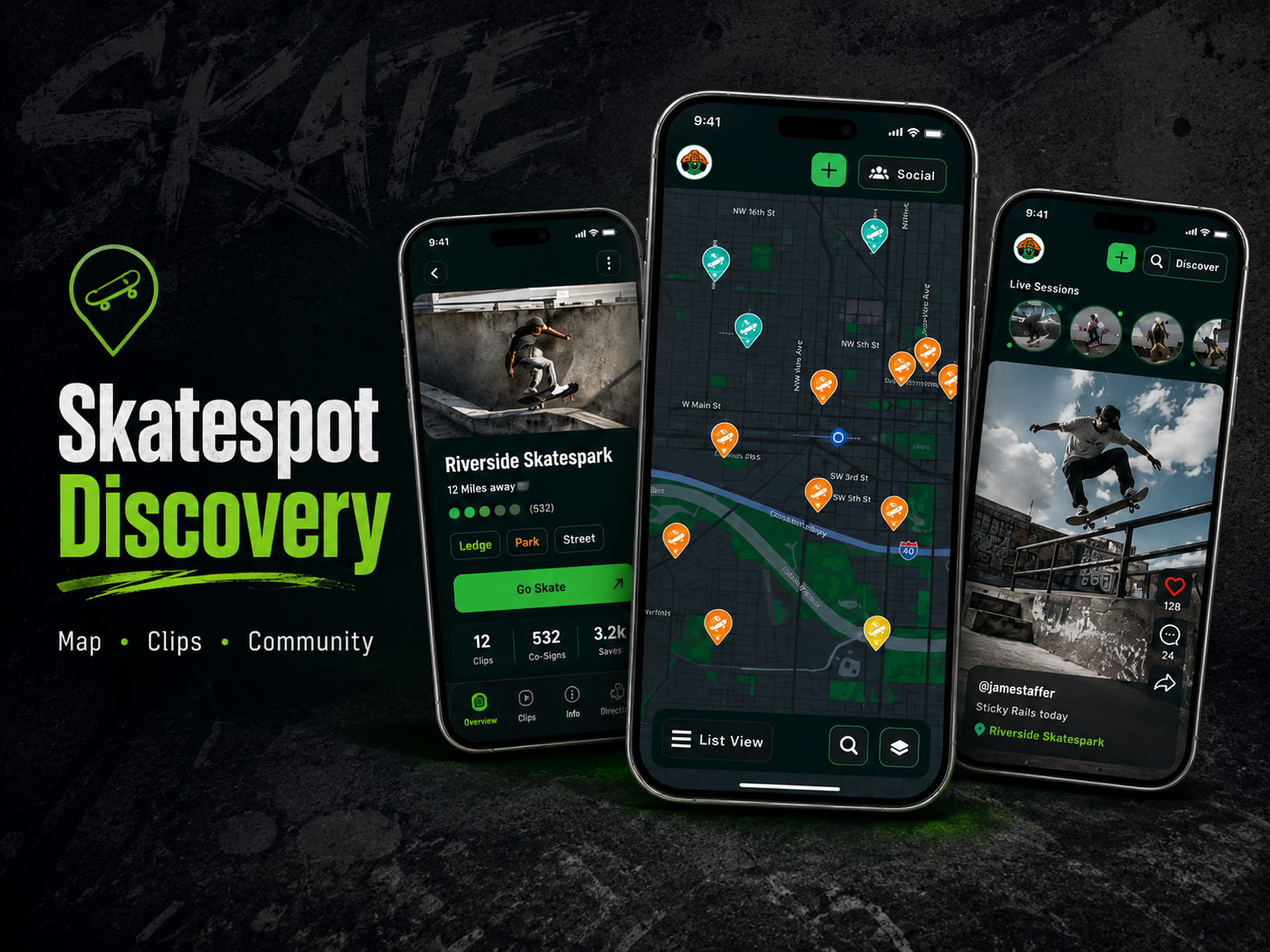 Skatespot map and clip discovery thumbnail