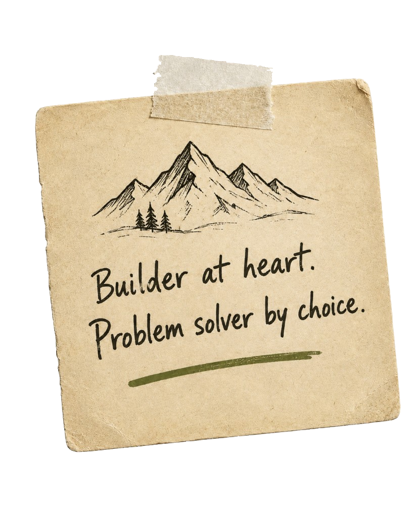 Builder at heart. Problem solver by choice.